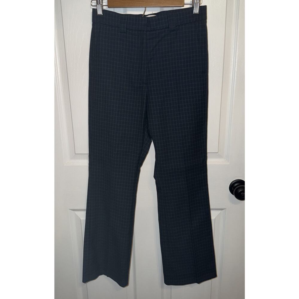 Sandro Longevite Windowpane Checkered Cropped Trouser in Green/Navy Blue Size 36